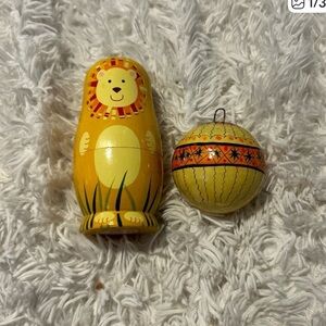 10 2/$15 Lion Nesting doll Only Outside doll Mexico Handmade Ornament